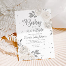 Baby det är kallt ute Silver Blommig Baby Shower