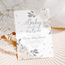 Baby det är kallt ute Silver Blommig Bebis-fest I