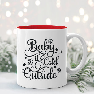 Baby Det Är Kallt Ute Svart Skrift Helgdag Två-Tonad Mugg