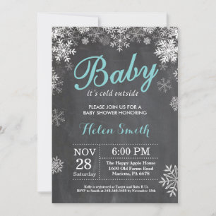 Baby det är kallt ute Vinter Aqua Baby Shower Inbjudningar