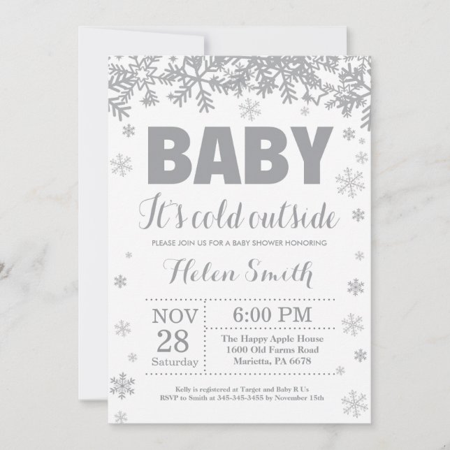 Baby det är kallt ute Vinter Baby Shower Inbjudningar (Framsida)