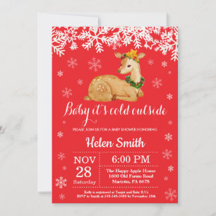 Baby det är kallt ute vinter hjort baby shower inbjudningar