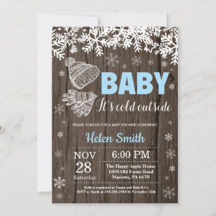 Baby det är kallt ute Vinter Pojke Baby Shower Inbjudningar