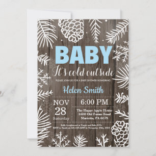 Baby det är kallt ute Vinter Pojke Baby Shower Inbjudningar