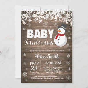 Baby det är kallt ute Vinter Snömannen Baby Shower Inbjudningar