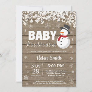 Baby det är kallt ute Vinter Snömannen Baby Shower Inbjudningar