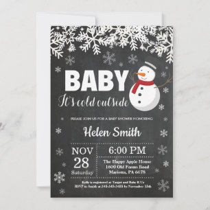 Baby det är kallt ute vinter snömannen baby shower inbjudningar