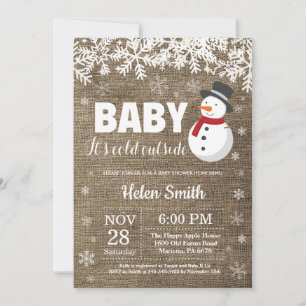 Baby det är kallt ute vinter snömannen baby shower inbjudningar