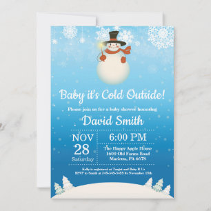 Baby det är kallt ute Vinter Snömannen Baby Shower Inbjudningar