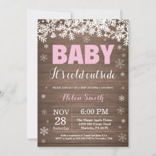 Baby det är kallt ute Vinterflicka Baby Shower Inbjudningar