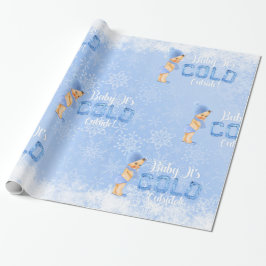 Baby Det Är Kallt Vinter Snöflinga Blå Pojke Dusch Presentpapper