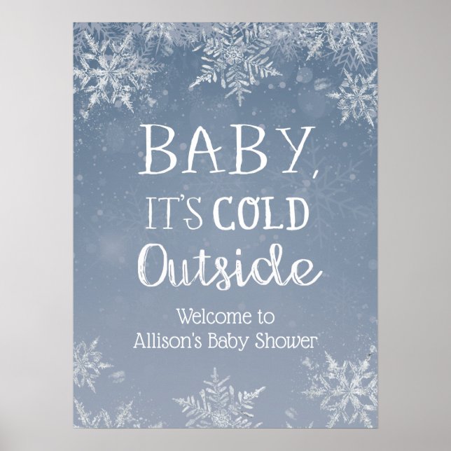 Baby Det är välkomstskylt för Kall Winter Baby Sho Poster (Framsidan)