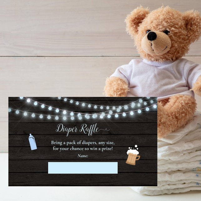 Baby Diaper Raffle Baby Brewn Blue Baby Shower Tilläggskort (Skapare uppladdad)