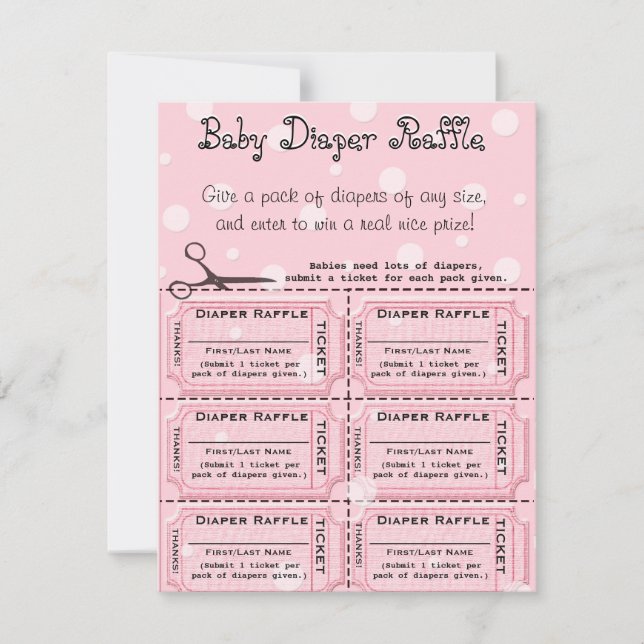 Baby Diaper Raffle Biljett Card Kort (Framsida)