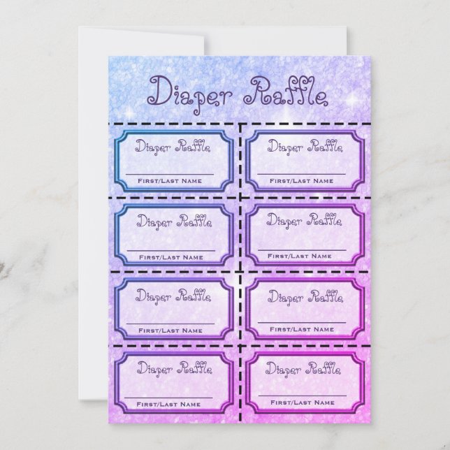 Baby Diaper Raffle Biljett Lila, Rosa Inbjudningar (Framsida)