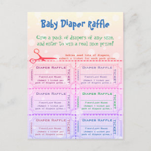 Baby Diaper Raffle Biljett Rainbow Vykort