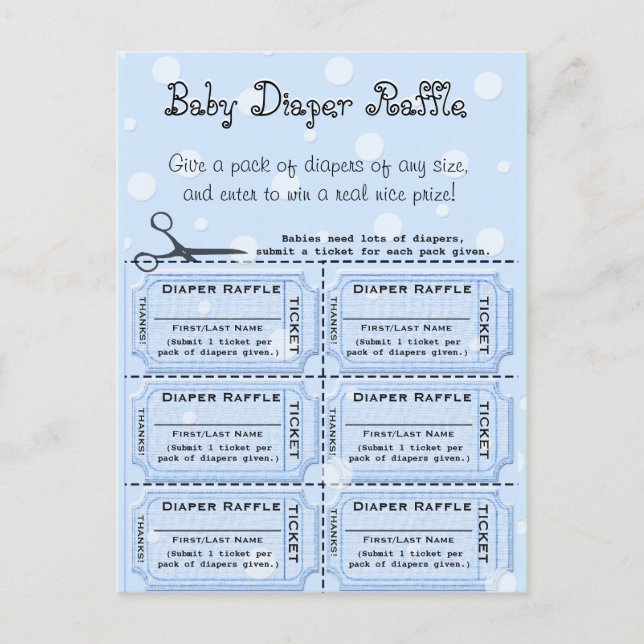 Baby Diaper Raffle Biljett Vykort (Framsida)