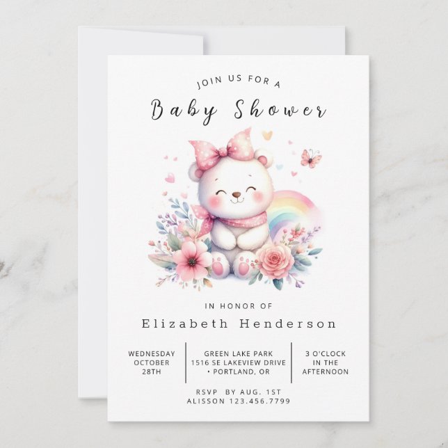 Baby Digital Bear Baby Shower Inbjudningar (Framsida)