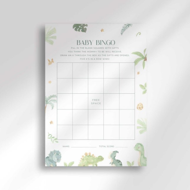 Baby Dino Baby Shower Bingo Spel Inbjudningar (Skapare uppladdad)