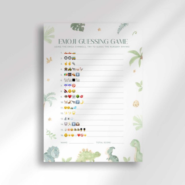Baby Dino Baby Shower Emoji Guessing Game Inbjudningar (Skapare uppladdad)
