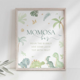Baby Dino Baby Shower Momosa Pub-tecken Poster
