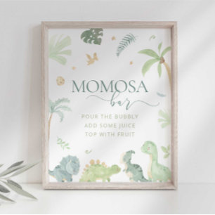 Baby Dino Baby Shower Momosa Pub-tecken Poster