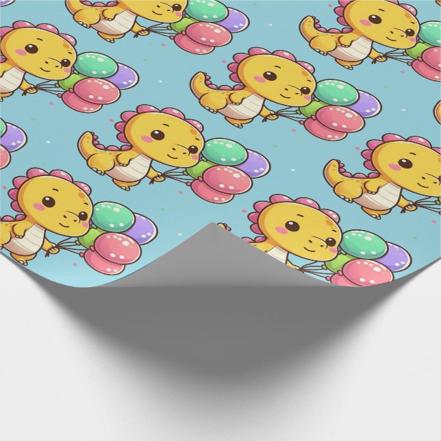 Baby Dino Birthday Gift Wrap Presentpapper (Hörn)