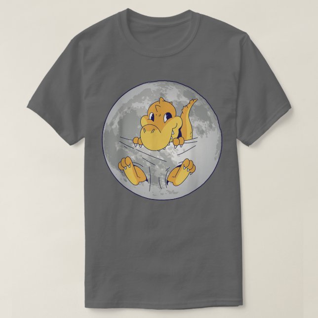 Baby Dino Dinosaur in Space Måne T-Shirt (Design framsida)