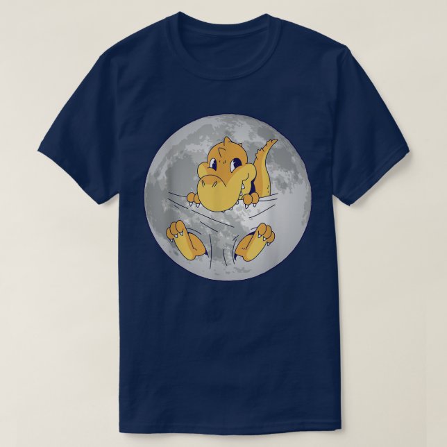 Baby Dino Dinosaur In Space Moon  T Shirt (Design framsida)