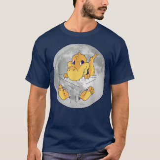 Baby Dino Dinosaur In Space Moon  T Shirt