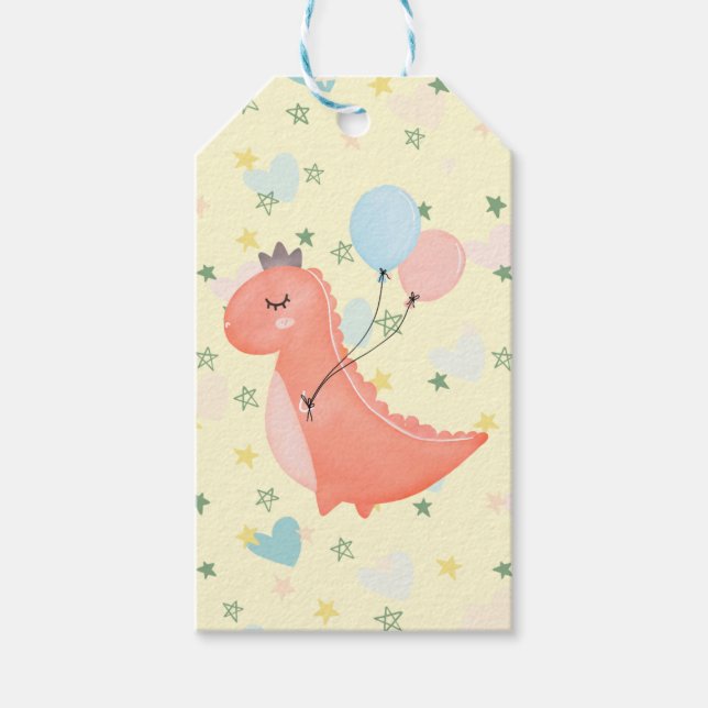 Baby Dino-Födelsedagsfestens favoriter Presentetikett (Framsidan)