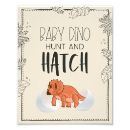 Baby Dino Hunt och Hatch Dinosaur Birthday Sign Fototryck
