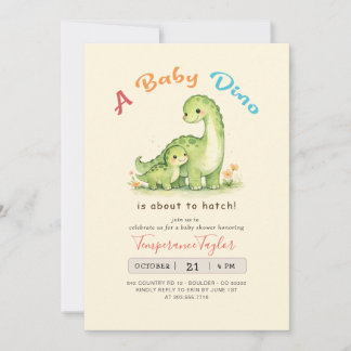 Baby Dino på väg att kläckas Dinosaurie Babyfirand Inbjudningar
