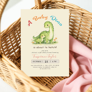 Baby Dino på väg att kläckas Dinosaurie Babyfirand Inbjudningar