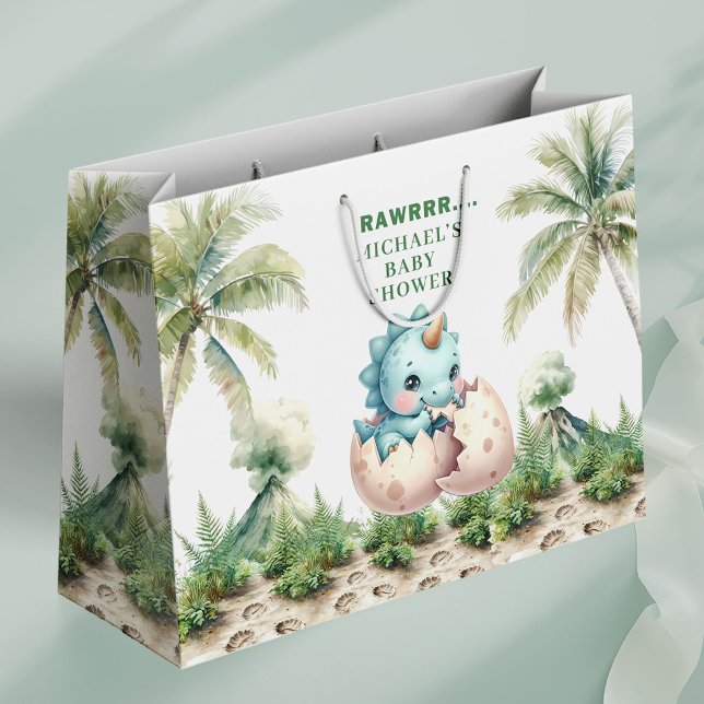 Baby Dino Presentpåse med kommer snart att kläckas (Baby Dino Party Gift Bag with Hatching Soon)