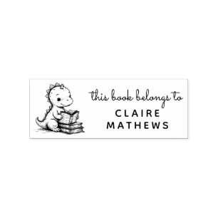 Baby Dino Reader Ex Libris Anpassningsbar Frimärke Stämpel