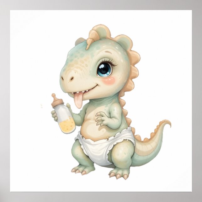 Baby Dino Wall Art - Nursery decor Poster (Framsidan)