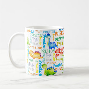 Baby dinosauer personlig pojkar namn kaffemugg