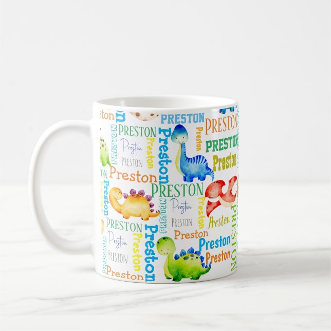 Baby dinosauer personlig pojkar namn kaffemugg (Vänster)