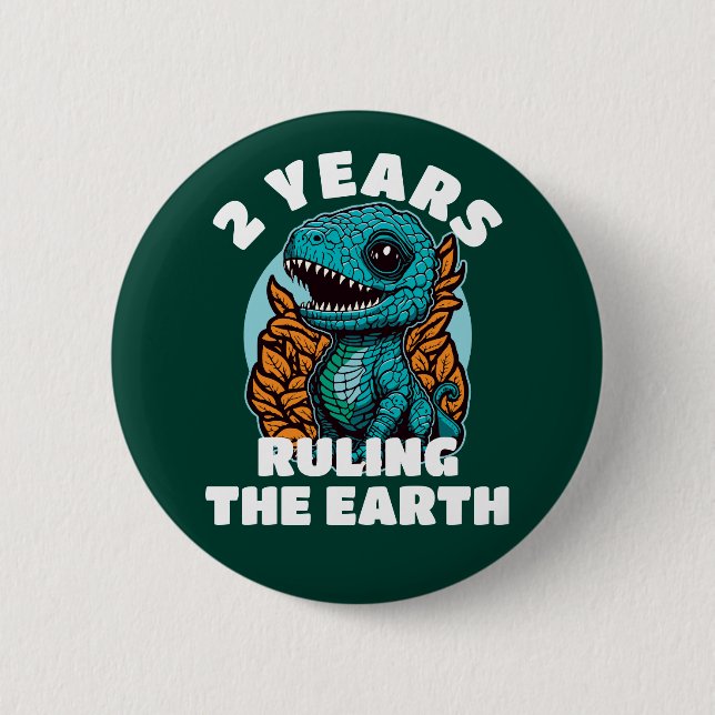 Baby Dinosaur 2 år gammal födelsedag Knapp (Framsida)