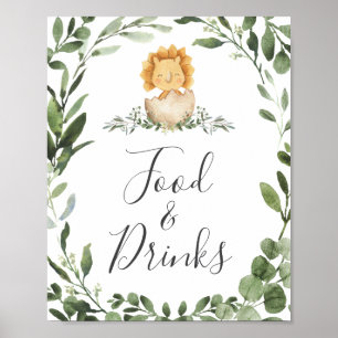 Baby Dinosaur Baby Shower Food and Drinks Sign Poster