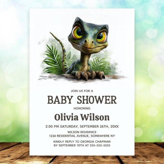 Baby Dinosaur Baby Shower Invitation Inbjudningar (Skapare uppladdad)
