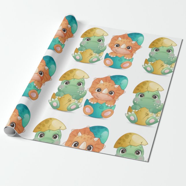 Baby dinosaur baby shower presentpapper (Utrullad)