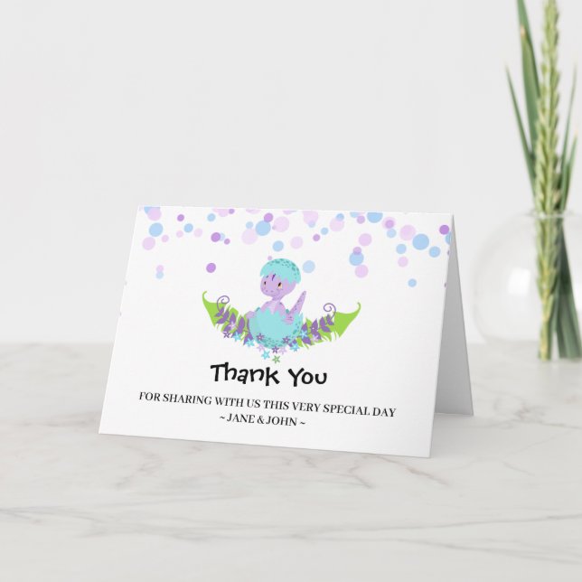 *~* Baby Dinosaur Baby Shower-Tack Kort (Framsida)