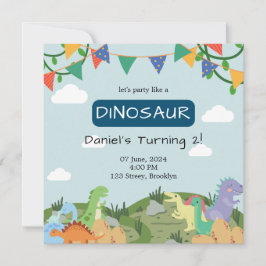 Baby Dinosaur Blå himmel Inbjudningar