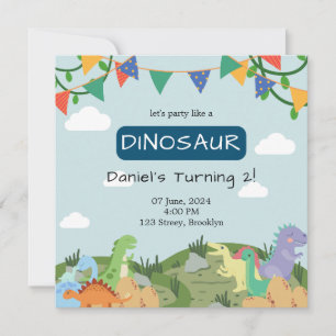 Baby Dinosaur Blå himmel Inbjudningar