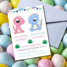 Baby Dinosaur Boy and Girl Joint Birthday