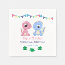 Baby Dinosaur Boy and Girl Joint Birthday