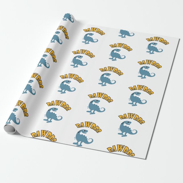 Baby Dinosaur-design - Papper radbrytning av proje Presentpapper (Utrullad)