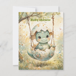 Baby Dinosaur Digital nedladdning Blöja Invitation Inbjudningar